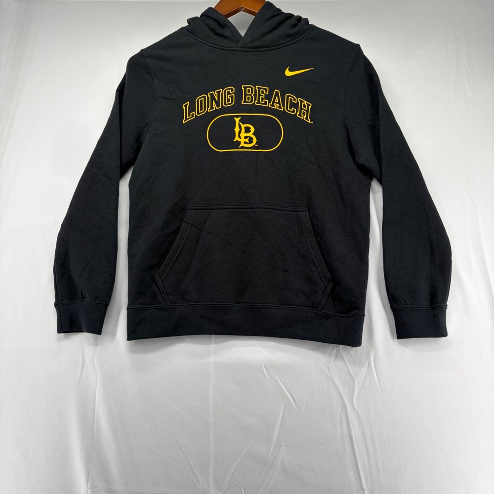 Nike Boys Club Fleece PO Hoodie Long Beach State Black Yellow Large B31048-C8LB